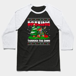 Dabbing Through The Snow ELF Christmas Lights Dabbing Elf Xmas Baseball T-Shirt